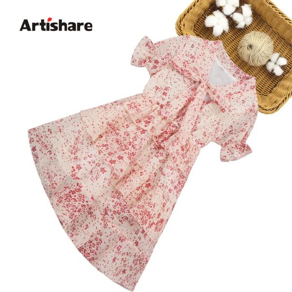 

girl's dresses teenage girl dress floral pattern girls 2021 est tiered kids summer costume 6 8 10 12 14, Red;yellow
