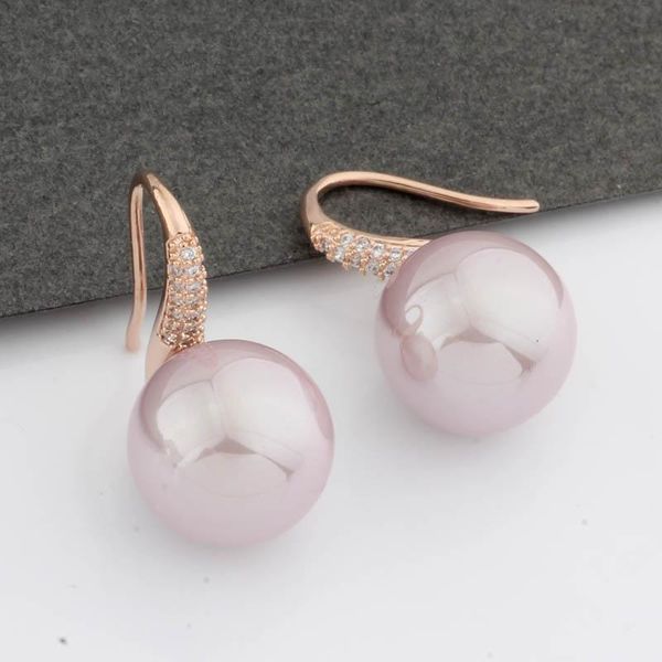 

dangle & chandelier multicolor shell pearls micro-wax inlay natural zircon drop earrings 585 rose gold women wedding party luxury jewelry, Silver