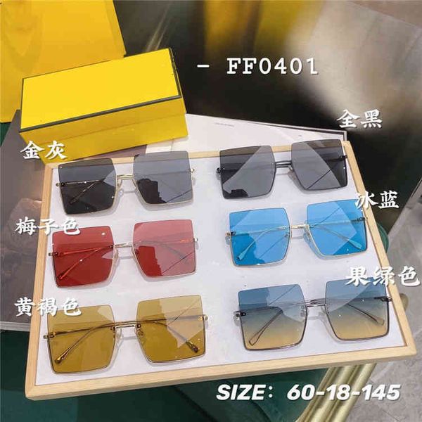 Designer-Sonnenbrille Deng Lun's Same Half Frame Box ff0401 Metal Color Lens Unisex