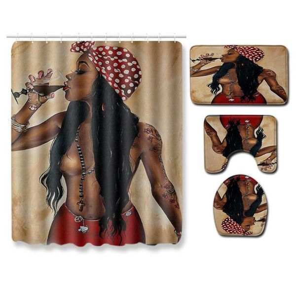 

bath mats 4pcs/set non slip toilet seat cover mat polyester waterproof shower curtain bathroom carpet home decor foot