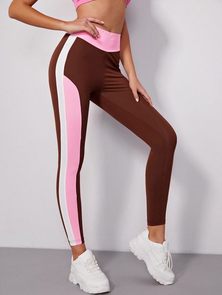 

high waist colorblock print leggings o74k#, Black