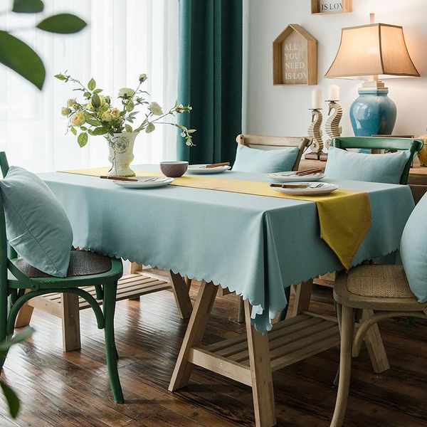 

table cloth solid color simple tablecloth wave macrame lace cover oilproof rectangle art home decor for kitchen tea