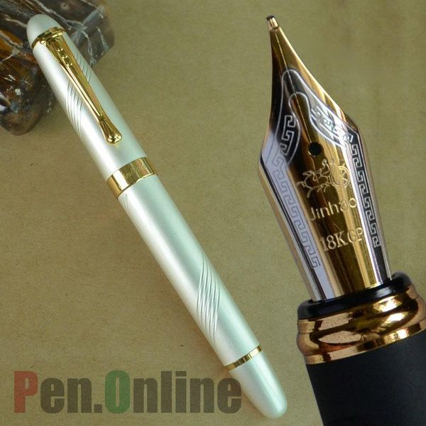 

pure white and golden 0.7mm broad nib fountain pen jinhao 450 pens