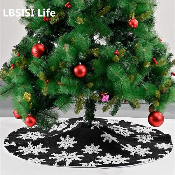 

gift wrap lbsisi life 90cm/120cm christmas tree skirt plush year party kinds favors home decorations red/black/grey snowflake