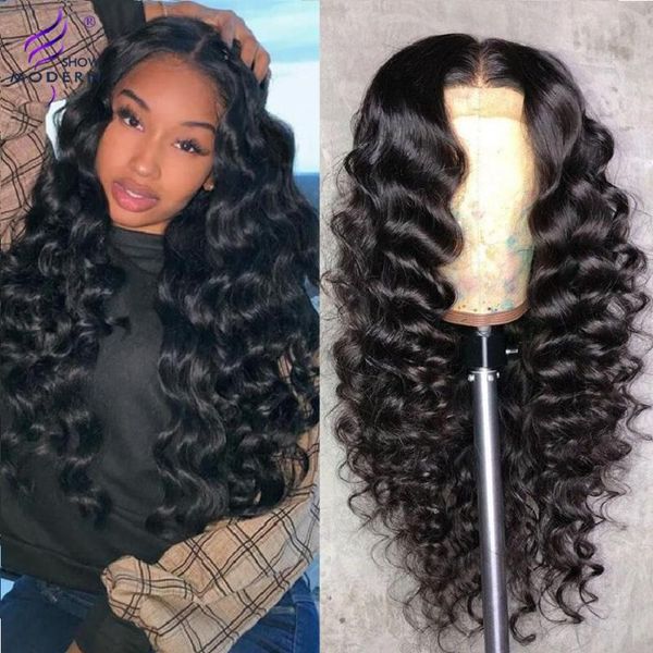 

lace wigs brazilian loose deep 13x6 transparent front human hair pre plucked 150% closure wig with baby remy modern show, Black;brown