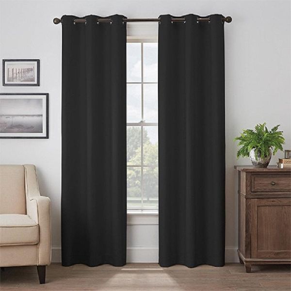 

inya grommet blackout curtains room darkening thermal insulated for living 52x84 inch black set of 1 panels curtain & drapes