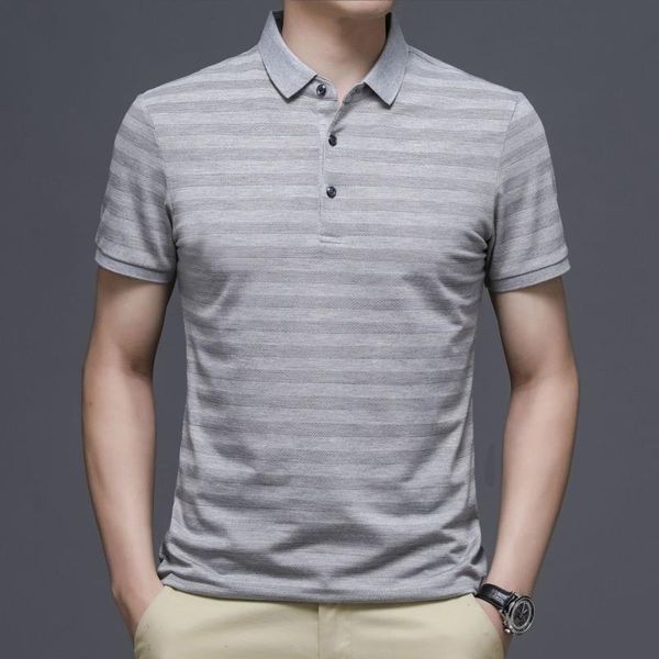 

men's t-shirts breathable brand short-sleeve jersey shirt men slim fit casual gray striped summer golf poloshirt quick dry 3 buttons, White;black