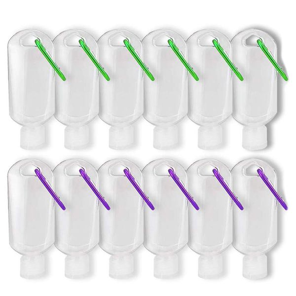 

travel bottles with keychain, 2oz/50ml portable plastic - leakproof squeeze flip cap liquid soap dispenser