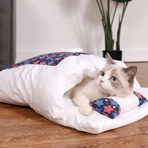 

cat beds & furniture small pet bed removable dog products sleeping bag warm house kennel nest mat