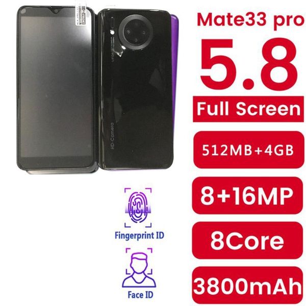 

smart home control mate33 pro smartphone with 512m+4ggb large memory 5.8 inch screen support face/fingerprint unlock dual sim mobile phones