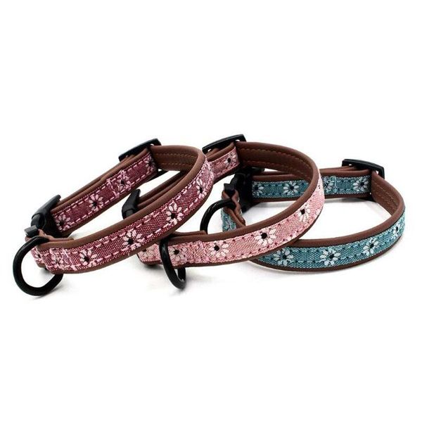 

dog collars & leashes collar comfort microfiber pet flower pattern cat plastic buckle puppy supplies german shepherd