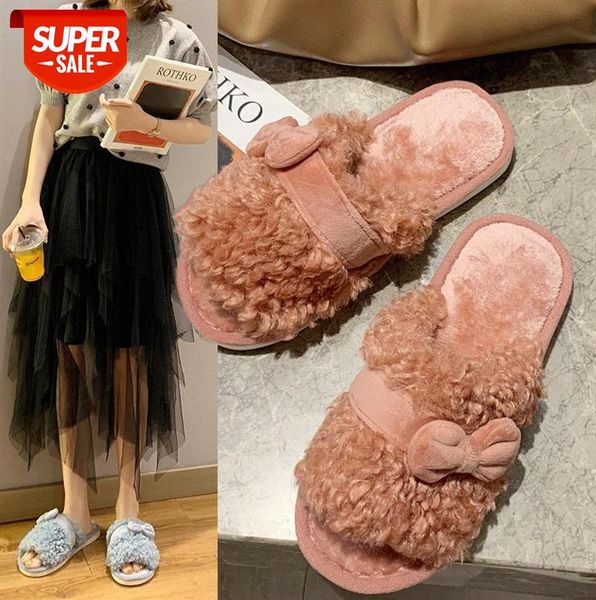 

bowknot plush slippers, flip-flops, indoor furry direct supply #1u4y, Black