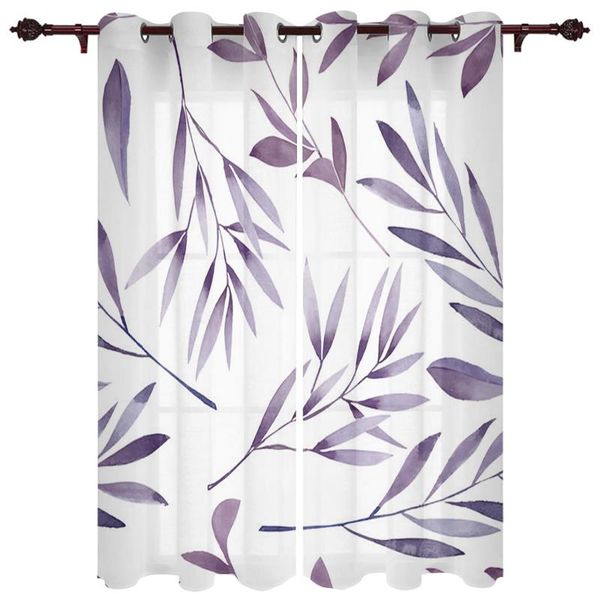 

exquisite home curtains leaves purple living room bedroom kitchen translucent polyester decorative curtain & drapes
