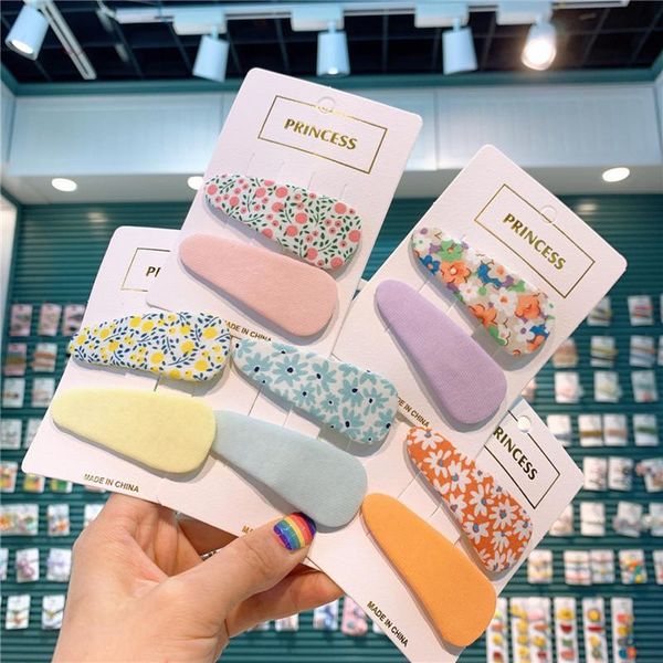 

hair accessories 1 pair fashion sweet girl princess hairpins headwear korean cute children fresh simple floral fabric bb clip, Slivery;white