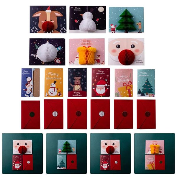

greeting cards 1 set decorative honeycomb three-dimensional santa claus