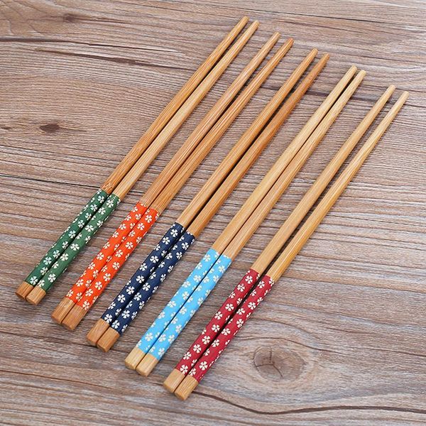 

chopsticks 4 pairs natural bamboo cherry handmade healthy non-toxic reusable chopstick 24cm long japanese style chop sticks