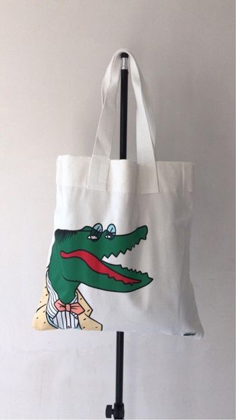 

crocodile print canvas shopping tote bags reusable women bag vegan shopper bookbag cloth shoulder travel teacher eco handbag