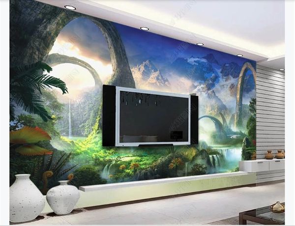 Duvarlar için duvar kağıdı 3d serin antik sisli orman dünya manzara oturma odası kanepe tv arka plan duvar ev dekor