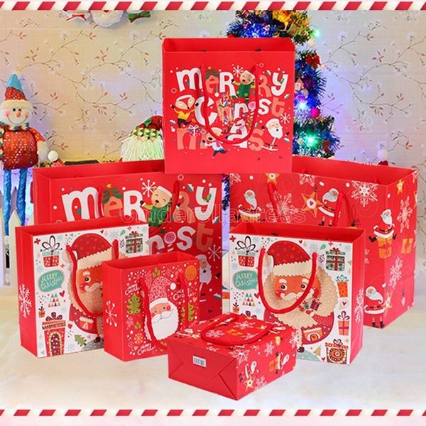 Weihnachten Verpackung Taschen Aufkleber Set Weihnachten Schnee Claus Papiertüten Aufkleber Schneeflocke Schöne Geschenkpaket Tasche Dekore