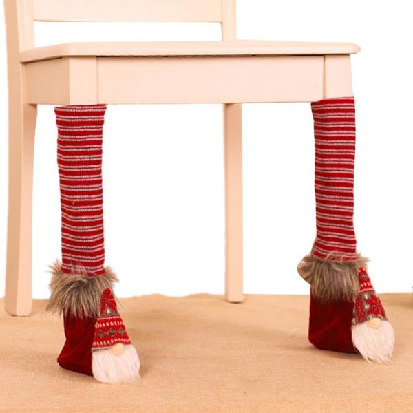 

chair covers dining table cover chairs leg christmas decoration plush gnome santa claus doll decorative accessories