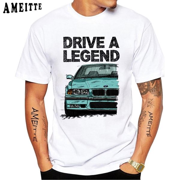 

drive a legend e36 m3 print t-shirt new summer men short sleeve funny harajuku car design boy casual man white tees, White;black