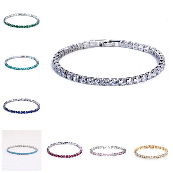 Braccialetti da tennis gioielli lusso 4 mm zirconi cubici catena ghiacciata matrimonio in cristallo per donna uomo bracciale in argento dorato