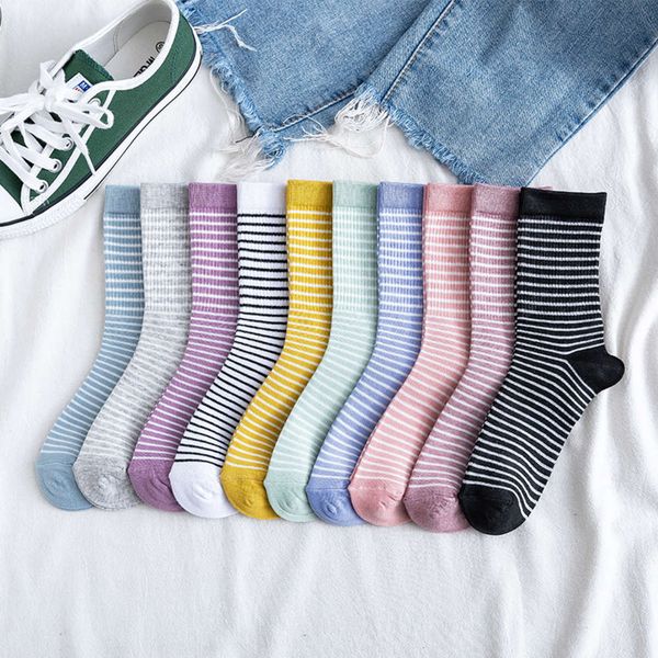 

autumn stockings cotton thin trendy pile, Black;white