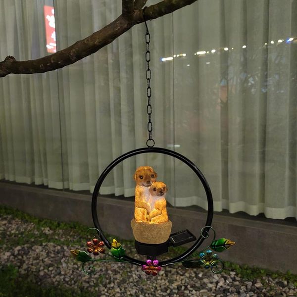 

lawn lamps led cartoon meerkat solar light wrought iron luminous sculpture resin ornament lamp outdoor waterproof garden landscape decor