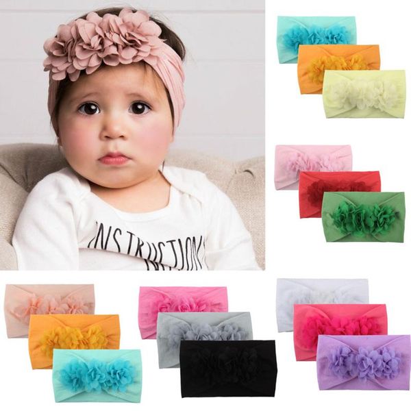 

3pcs/set baby headband turban born head bands flowers infant girl babies headbands hair accessories headwear, Slivery;white