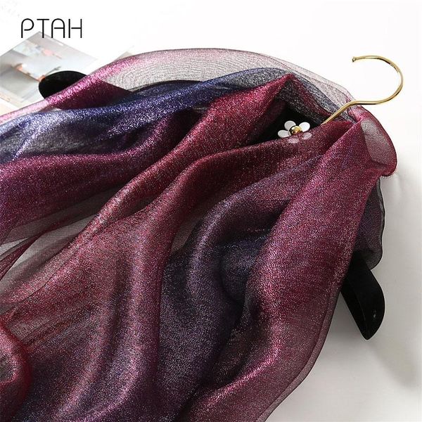 

scarves [ptah] fashion silk scarf for women's large shawl mulberry autumn winter comfort softer ladies 190*70cm, Blue;gray