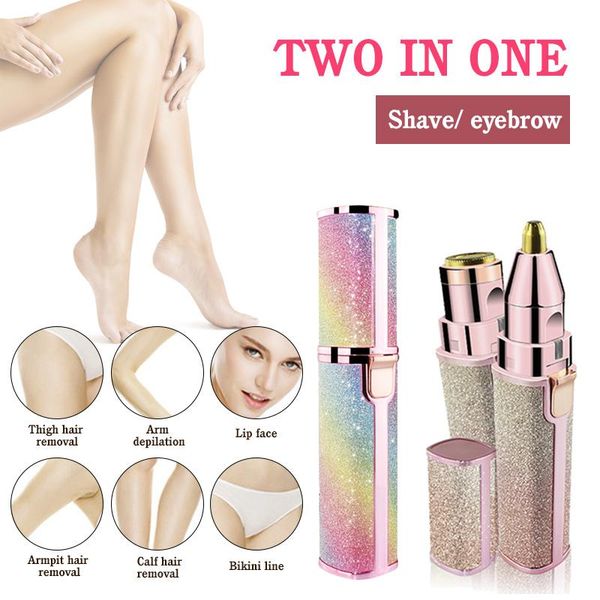 

eyebrow tools & stencils portable 2 in 1 electric epilator trimmer female body facial lipstick shape hair removal women painless razor shave