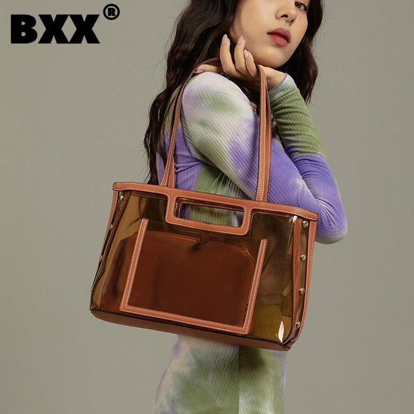 

shoulder bags [bxx] simple transparent pu leather for women 2021 summer bag handbags trending luxury hand hs549