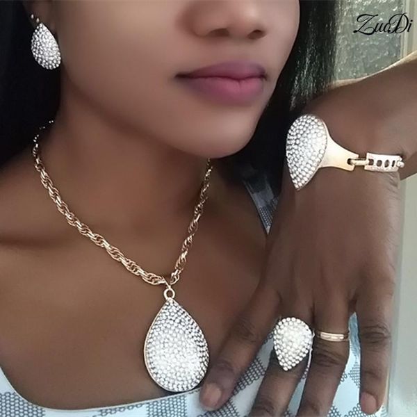 

earrings & necklace zuodi fashion dubai gold color bridal jewelry set wholesale nigerian wedding bracelet ring, Silver
