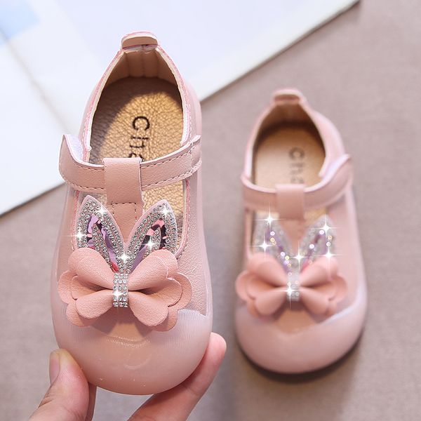 

2021 new spring girls leather shoes glitter rabbit leather shoes for kids baby infant children sandals dress party toddler shoes