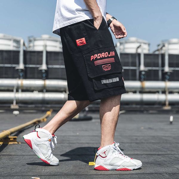 

men's pants summer location hip hop large personality casual multi pocket overalls shorts fashion y5ht, Black