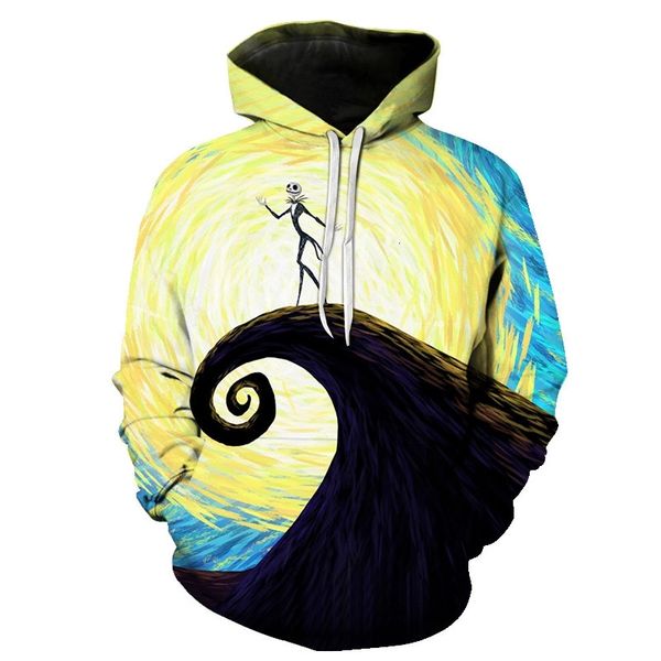 

3d digital printed sweater men's halloween hoodie and wo lovers' wear, Black