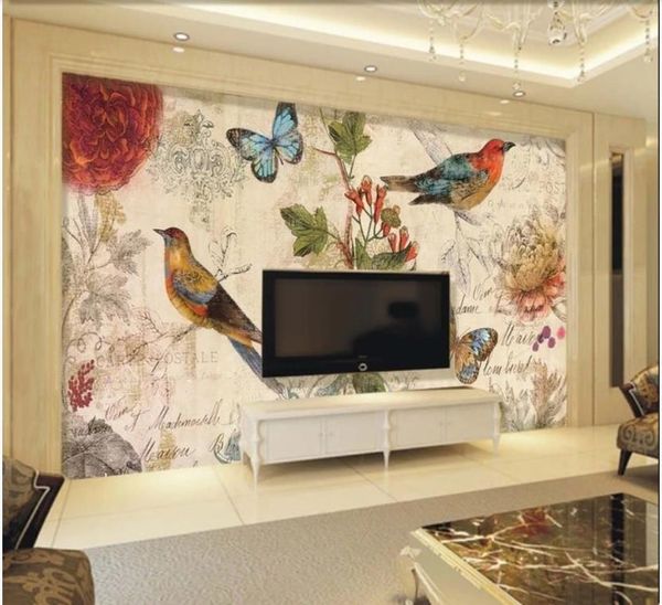 

wallpapers custom po for walls 3 d murals beautiful european branch bird hand painted oil painting background wall decorative