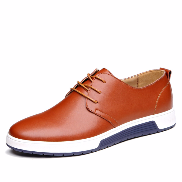 

spring/autumn men shoes new pu leather mens casual shoes breathable comfort sneakers round toe youth trendy lace-up board shoes, Black