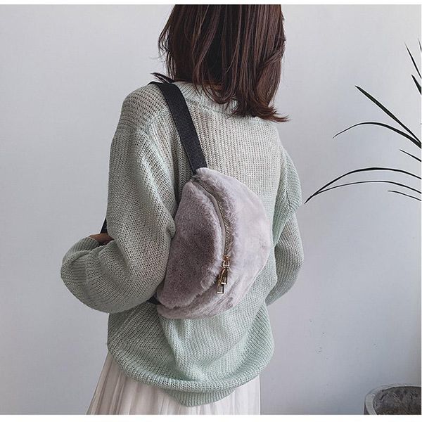 

waist bags winter trend plush bag korean version cute large capacity ladies messenger multipurpose mobile phone women