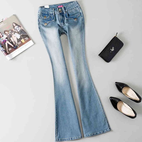 

women's jeans plus size 25-32 office lady women mid waist skinny pencil denim pants double pockets slim fit skinny flare nnq2, Blue