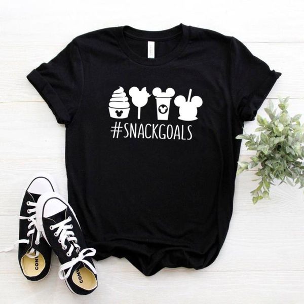 

snack goals 100% cotton t-shirt fashion korean plus size round neck short sleeve tees funny graphic women clothing women's, White