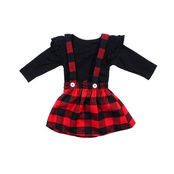 

girl's dresses girl clothes suits princess christmas baby girls outfits fall winter t-shirt+overall strap dress set, Red;yellow