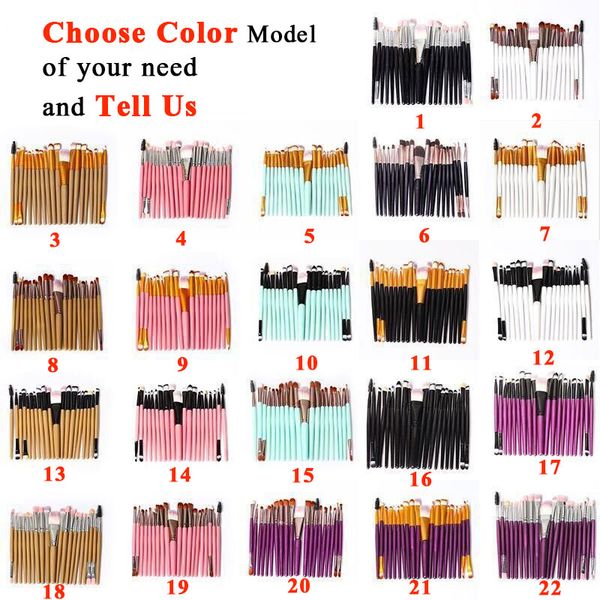 22 farben 20Pcs Make-Up Pinsel Set Powder Foundation Lidschatten Eyeliner Lippen Pinsel Kits Werkzeug Make-Up Schönheit Werkzeuge