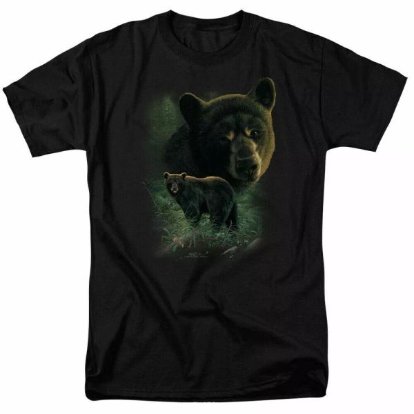 

wild wings black bears t shirt mens licensed bear wildlife tee black, White;black