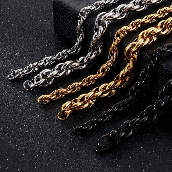 

link, chain fashion jewels store 16-25cm link bracelet men stainless steel 7mm 11mm width twisted armband jewelry 2021, Black