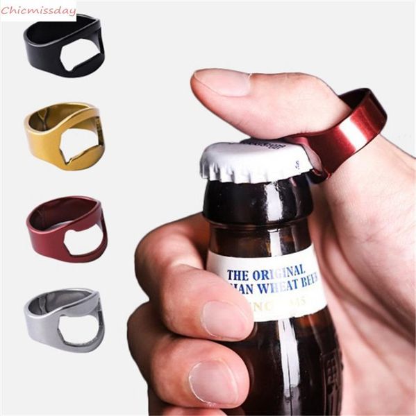 

portable finger ring bottle opener colorful stainless steel beer bar tool bottel favors party supplies kitchen tools