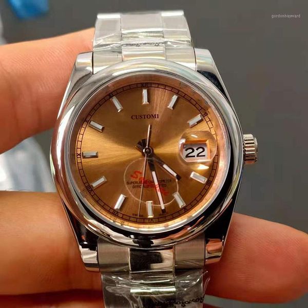 

wristwatches 2021 36mm automatic mechanical watch 316l stainless steel rose gold dial 16233 ladies wrist, Slivery;brown