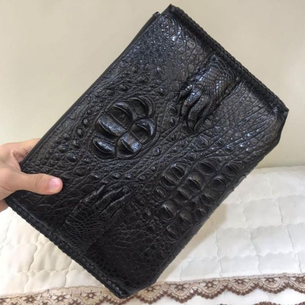 

wallets men's alligator skin luxury clip bag leisure back bone genuine leather braided handbag business clutch, Red;black