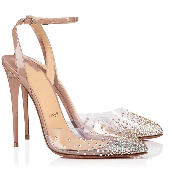 

shoes louboutin cl christian women shoes red bottom high heels,luxury paris pumps red soles heel pvc leather with strass wej, Blue;gray