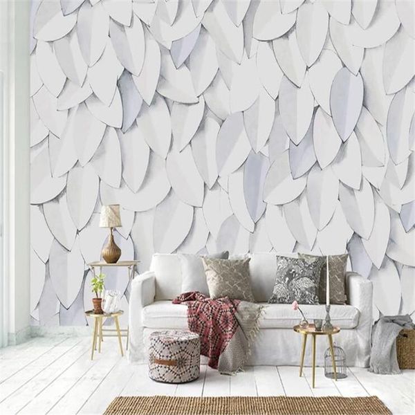 

wallpapers milofi size custom 3d printing wallpaper mural modern minimalist three-dimensional leaf living room bedroom background wall